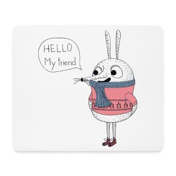 Süßer Hase Hello My Friend Cartoon - Mousepad (Querformat) - Weiß - Vorne