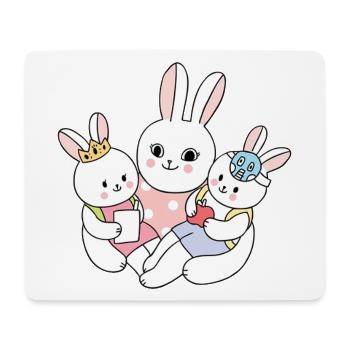 Süße Hasenfamilie mit Kindern Cartoon - Mousepad (Querformat) - Weiß - Vorne