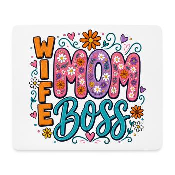 Wife Mom Chefin - Blumen-Design für Mama & Ehefrau - Mousepad (Querformat) - Weiß - Vorne