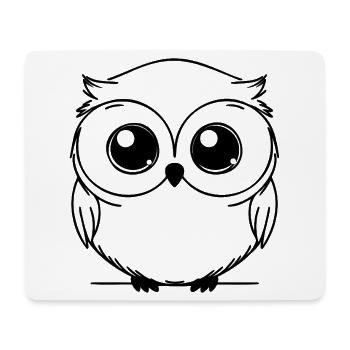 Eule One Line niedliches Waldmotiv - Mousepad (Querformat) - Weiß - Vorne