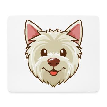 Weißes Hündchen (Comic-Porträt) - Mousepad (Querformat) - Weiß - Vorne