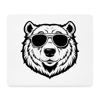Cooler Eisbär mit Sonnenbrille - Mousepad (Querformat) - Weiß - Vorne