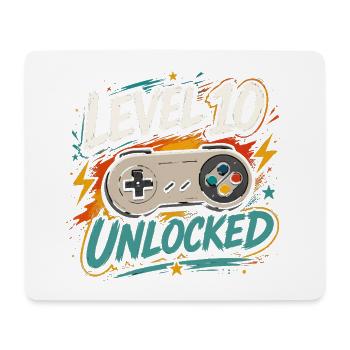 Level 10 freigeschaltetes 10-Jahres-Jubiläums-D-Geschenk - Mousepad (Querformat) - Weiß - Vorne