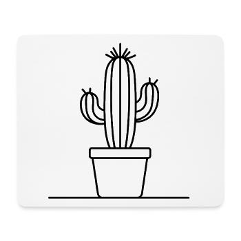 Kaktus One Line Blumentopf Pflanzenmotiv - Mousepad (Querformat) - Weiß - Vorne