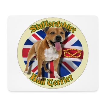 Red Staffie on English Flag Background - 014 - Mouse Pad (horizontal) - white - Front