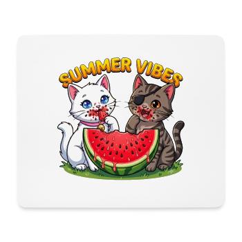 Sommer Katzen mit Wassermelone - Mousepad (Querformat) - Weiß - Vorne