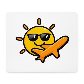 Lustiges Urlaub Motiv mit Flugzeug & Sonne - Mousepad (Querformat) - Weiß - Vorne