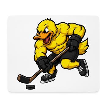 Entschlossene Ente beim Eishockey Spielen Comic - Mousepad (Querformat) - Weiß - Vorne