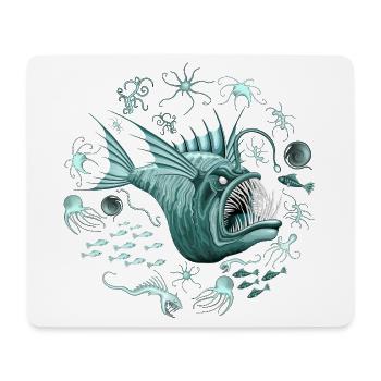 Fish Abyssal Monster in der Tiefseezone - Mousepad (Querformat) - Weiß - Vorne