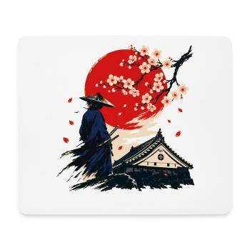 Samurai under cherry blossoms - Mouse Pad (horizontal) - white - Front
