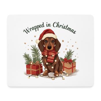 Dachshund Christmas Wrapped in Christmas - Mouse Pad (horizontal) - white - Front