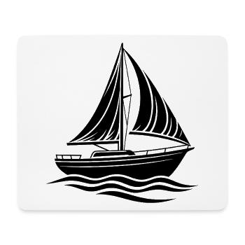 Modernes sportliches Segelboot mit klaren Konturen - Mousepad (Querformat) - Weiß - Vorne