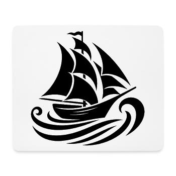 Segelboot Silhouette Meer und Wellen - Mousepad (Querformat) - Weiß - Vorne