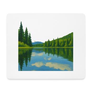 Forest reflections on a peaceful lake - Mouse Pad (horizontal) - white - Front