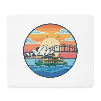 Aufkleber des Sydney Opernhauses und der Hafenbrücke - Mousepad (Querformat) - Weiß - Vorne