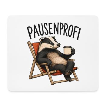 Pausenprofi Badger mit Kaffee - Mousepad (Querformat) - Weiß - Vorne