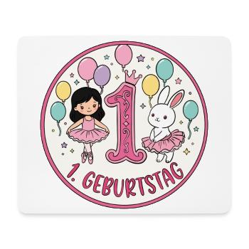 Erstes Geburtstagsposter Ballerina & Hase - Mousepad (Querformat) - Weiß - Vorne