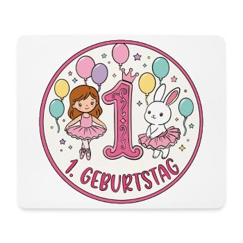 Erstes Geburtstag: Glitzer Hase Ballons - Mousepad (Querformat) - Weiß - Vorne