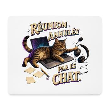 Réunion annulée par le chat - Tapis de souris (format paysage) - blanc - Devant