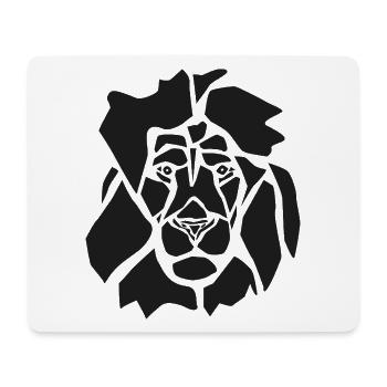 Schwarzer Grafischer Löwe – Geometrisches Porträt - Mousepad (Querformat) - Weiß - Vorne