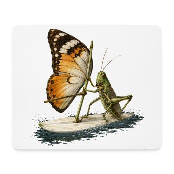 Grashüpfer auf Surfbrett mit Schmetterling Segel - Mousepad (Querformat) - Weiß - Vorne