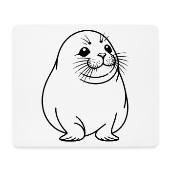 Moppelige Robbe One Line Tiermotiv - Mousepad (Querformat) - Weiß - Vorne