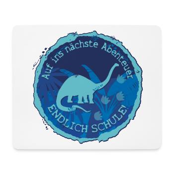 Dino Langhals Schule Abenteuer Emblem – Schulkind - Mousepad (Querformat) - Weiß - Vorne