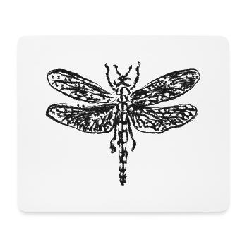 Schwarze Vintage-Libelle – Insektenillustration - Mousepad (Querformat) - Weiß - Vorne