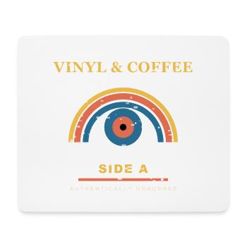 Vinyl & Coffee - Mousepad (Querformat) - Weiß - Vorne