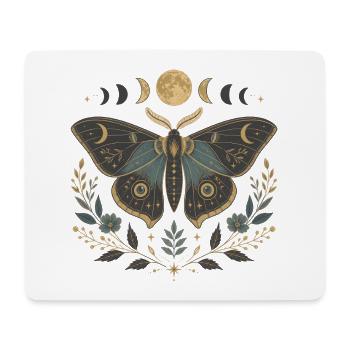 Vintage Motte & Mond – Celestial Dark Academia - Mousepad (Querformat) - Weiß - Vorne