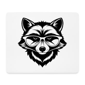 Tête de raton laveur portant des lunettes de soleil - Tapis de souris (format paysage) - blanc - Devant