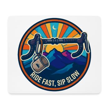 Ride Fast Sip Slow Retro Bike Badge - Mouse Pad (horizontal) - white - Front