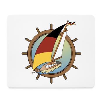 Sailboat with German flag in rudder wheel - Mouse Pad (horizontal) - white - Front