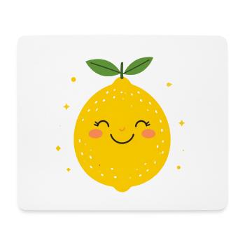 Funny Yellow Kawaii Lemon – Cute Fruit - Mouse Pad (horizontal) - white - Front
