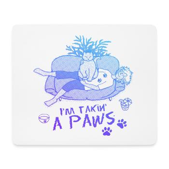 Je prends un Paws - Chat qui fait des biscuits - Tapis de souris (format paysage) - blanc - Devant