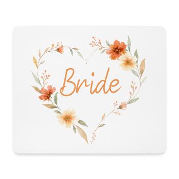 Bride! Boho Floral Heart, Floral Design, Per - Mouse Pad (horizontal) - white - Front