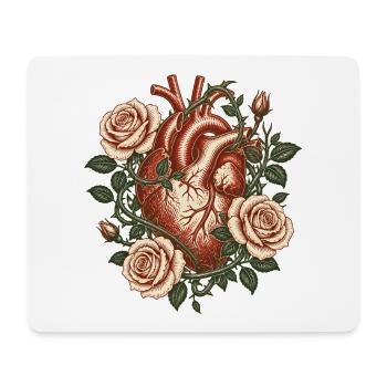 Cœur anatomique vintage avec des roses – Art gothique - Tapis de souris (format paysage) - blanc - Devant
