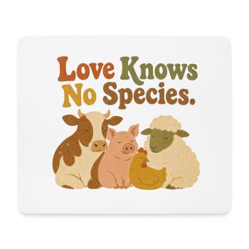 Love Knows No Species Vegan Animal Rights Rétro - Tapis de souris (format paysage) - blanc - Devant