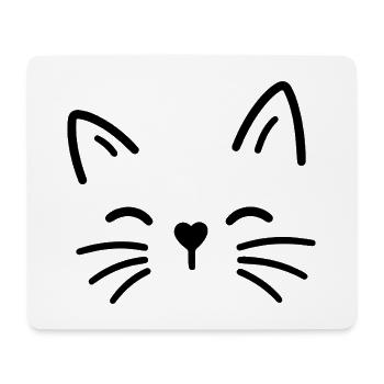 Cute cat with heart nose - Mouse Pad (horizontal) - white - Front