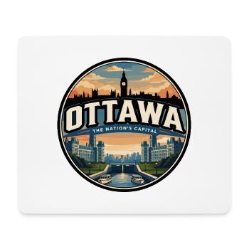 Retro Ottawa Parliament Travel Badge - Mouse Pad (horizontal) - white - Front
