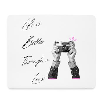 Life Is Better Through A Lens Vintage Camera Art - Mouse Pad (horizontal) - white - Front
