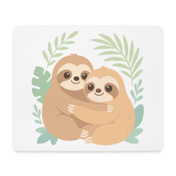 Cute Sloths: Cuddling in the Pastel Jungle - Mouse Pad (horizontal) - white - Front