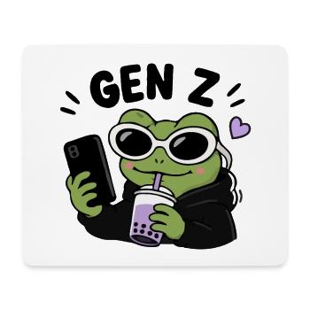 Gen Z Frog With Boba Kawaii Funny Meme Aesthetic - Mouse Pad (horizontal) - white - Front