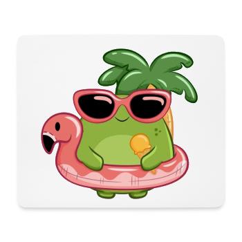 Sommerlicher Frosch mit Sonnenbrille und Flamingo  - Mousepad (Querformat) - Weiß - Vorne