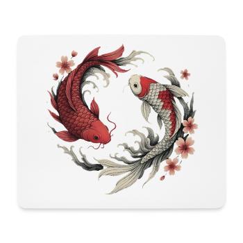 Harmonie du poisson koi - Tapis de souris (format paysage) - blanc - Devant