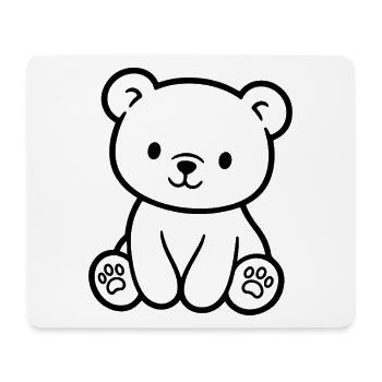 Petit ours en peluche mignon pour bébés et enfants - Tapis de souris (format paysage) - blanc - Devant