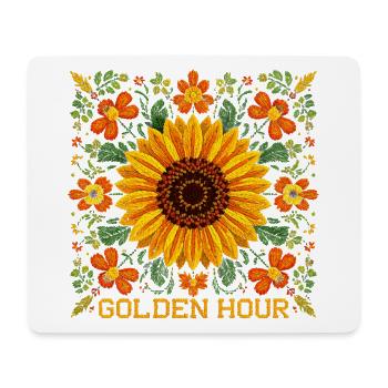 Motif de tournesol – Motif floral « Golden Hour » - Tapis de souris (format paysage) - blanc - Devant
