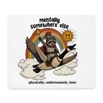 Raccoon Knight on Rainbow Goose - Mouse Pad (horizontal) - white - Front