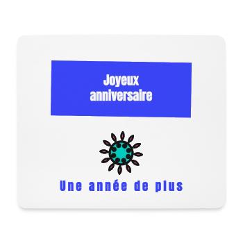 JOYEUX ANNIVERSAIRE. HAPPY BIRTHDAY. ANNIVERSAIRE. - Tapis de souris (format paysage) - blanc - Devant