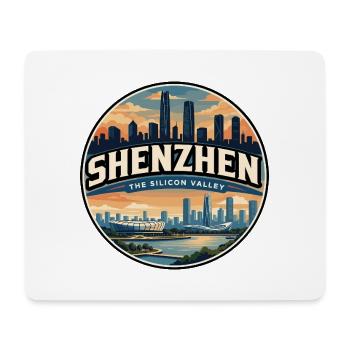 Emblème rétro de la skyline de la baie de Shenzhen - Tapis de souris (format paysage) - blanc - Devant